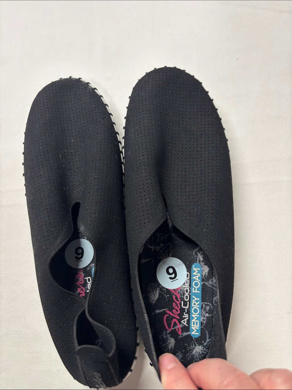 Skechers Black Slip-On Perforated Women's Flats - Picture 4 of 7